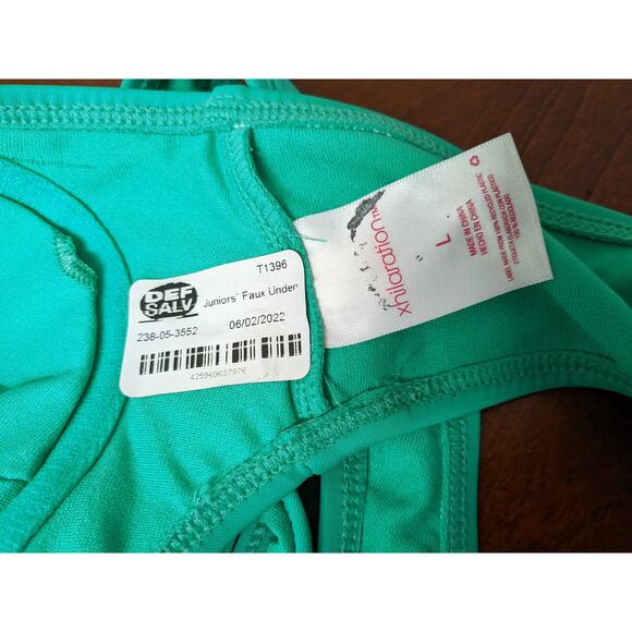 Xhilaration Bikini Top L Green Underwire Wide Strap Juniors Padded Swimwear Pool - Picture 3 of 8